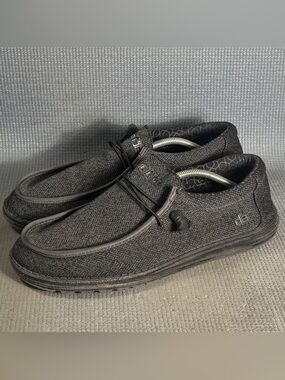 Hey Dude Men’s Wally Sox Micro Total Black Slip On Comfort Shoes Size 14